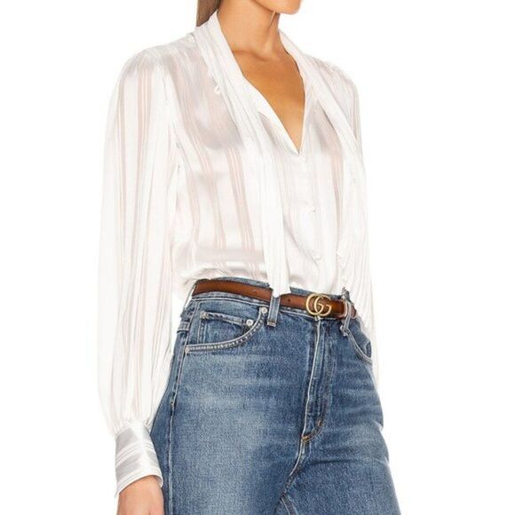 Equipment EUSSEBIE REMOVABLE TIE NECK TOP Nature White - Picture 3 of 9